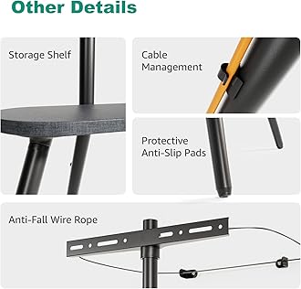 ECOTINY Tripod Easel TV Stand for 40 to 65 Inch LCD Led Screen, Height Adjustable and Swievel TV Stand, Portable TV Floor Stand with Wooden Tray for Bedroom, Living Room, Studio, Black Metal…