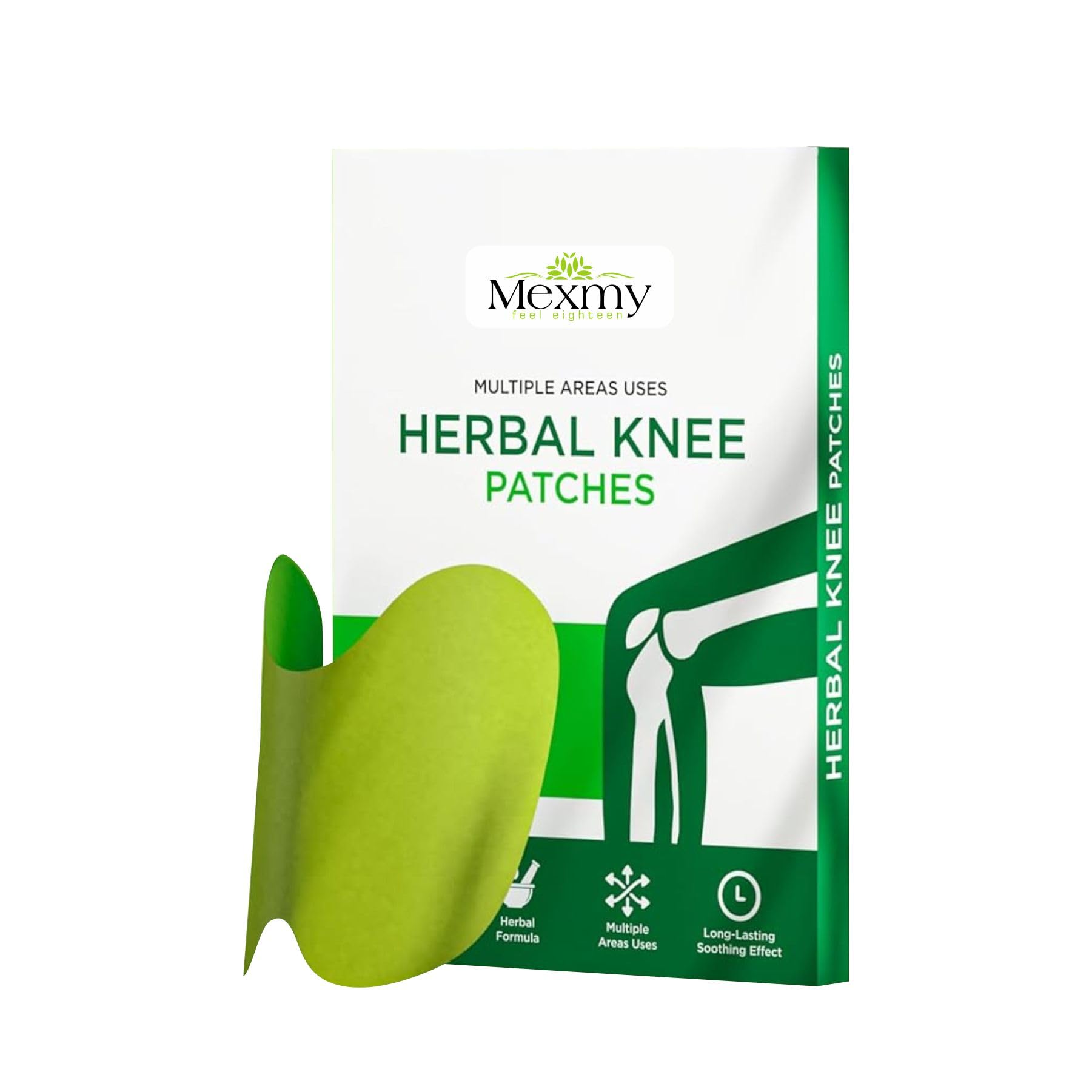 Mexmy Herbal Pain Relief Patches - 20 Knee Pain Patches (Specially Designed for Knee Joints) | 100% Safe & Natural Knee Pain Relief Products | Instant Relief | No Side Effects (Pack 20)
