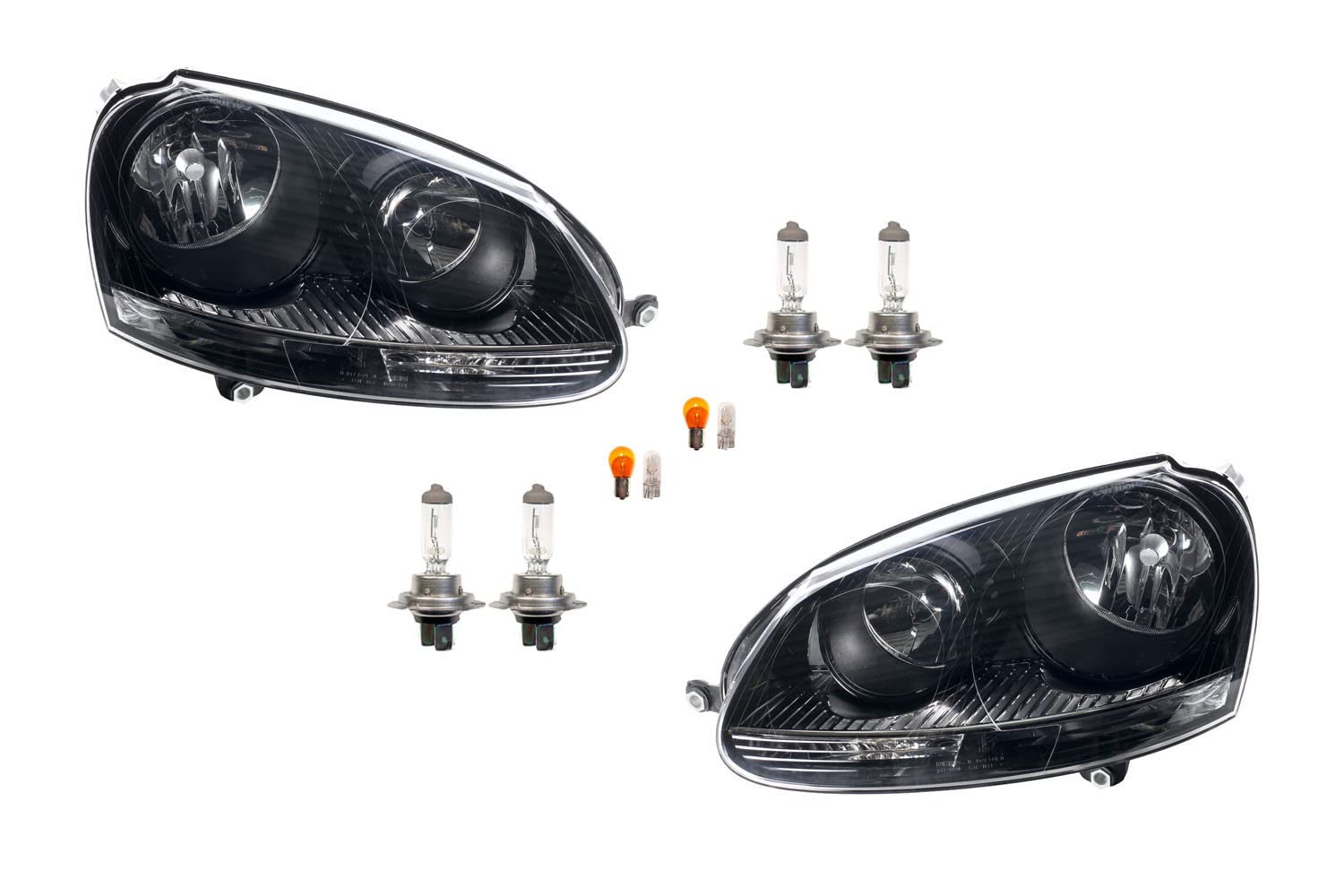 Johns Fari alogeni adatti per VW Golf 5 Set cromo nero Lampadina Lin Re
