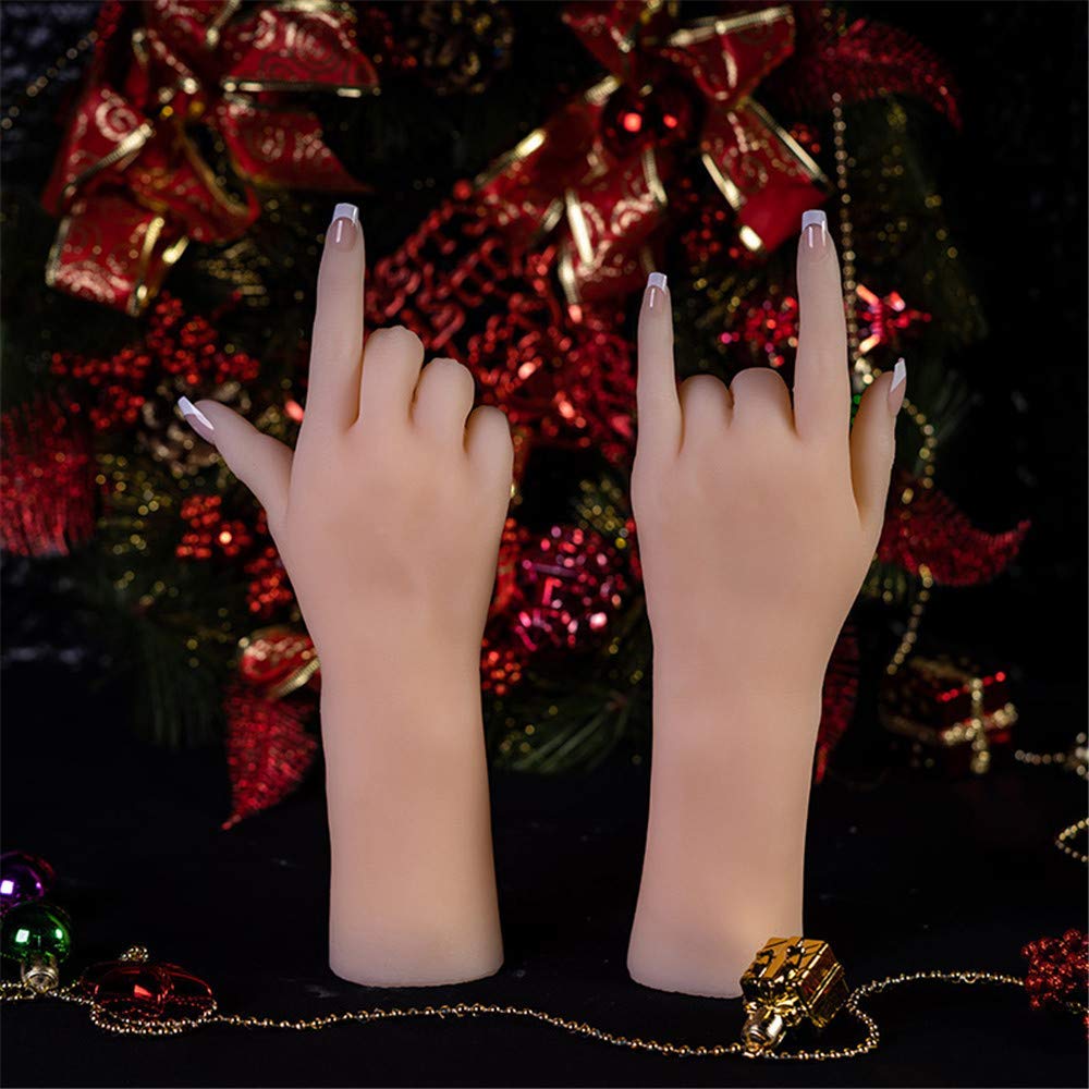 Mani morbide per Esercitazione per Nail Art, Modello di Mano in Silicone Manichino per manichino Flessibile in Silicone Morbido Realistico per Display conbraccialetto e Guanto ad Anello
