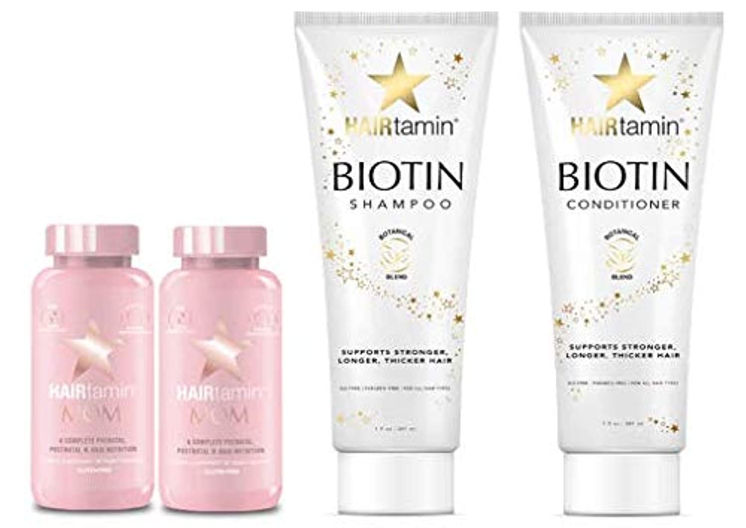 HAIRtamin60 Days Specially Advanced Formulated Hair Vitamins for Moms, Biotin Shampoo and Conditioner Set