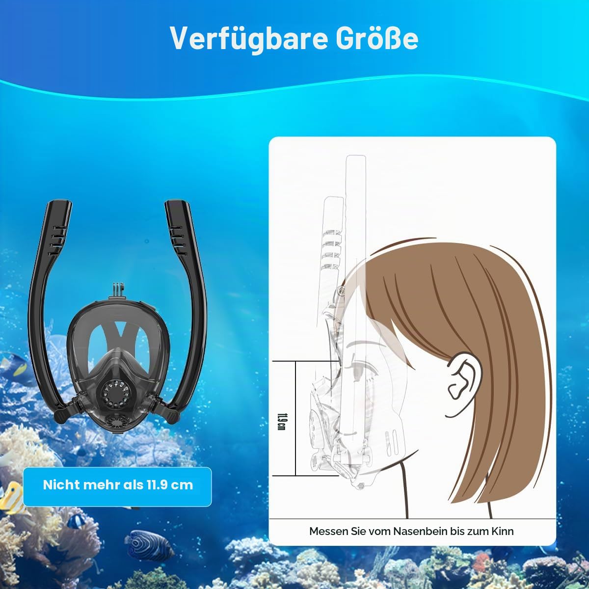 SMACO Vollgesichts-Schnorchelmaske Kompatibel mit 0,5L/0,7 l Mini-Tauchflaschen unterstützt Sowohl Schnorcheln als auch Tauchen Innerhalb von 10m unter Wasser (Tauchflaschen Nicht enthalten)