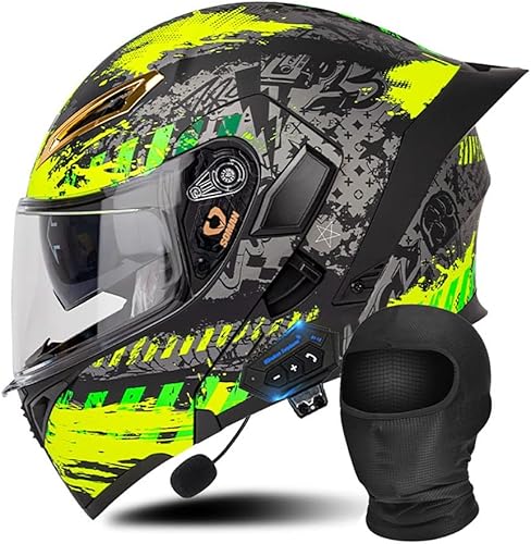 Miniatura 8 de Casco modular Bluetooth para motocicleta, aprobado por DOTECE, cascos delanteros abatibles, viseras antivaho duales, casco de cara completa, MP3