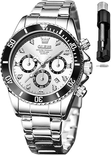 OLEVS - Reloj de mujer de moda, reloj de vestir con diamantes, para mujer, analógico, de cuarzo, acero inoxidable, impermeable, luminoso, con fecha,