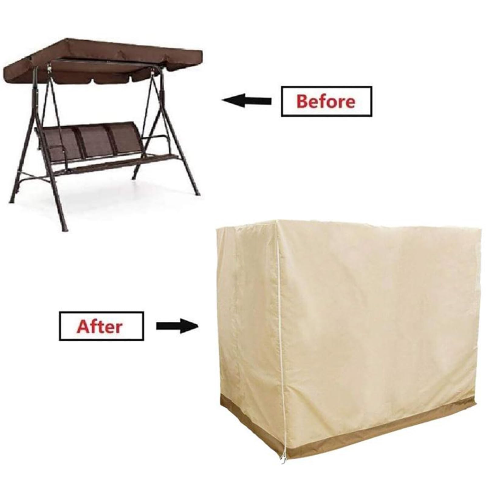 Hollywoodschaukel Abdeckung Wasserdicht, Gartenschaukel Schutzhülle Winddicht, 210D Oxford-Tuch Hollywoodschaukel Ersatzdach 2/3 Sitzer, Winddicht, Reißfest, Anti-UV(Beige,220 * 145 * 170cm)