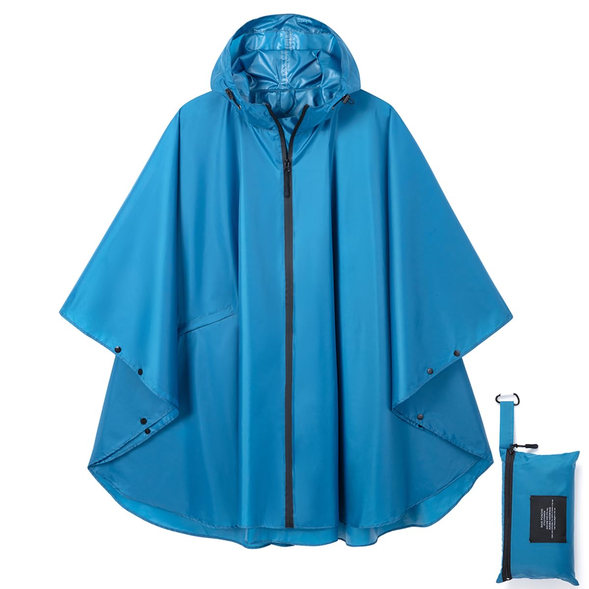 Rain Poncho Jacket Coat Hooded Zipper Style for Women/Men/Adult with Pocket