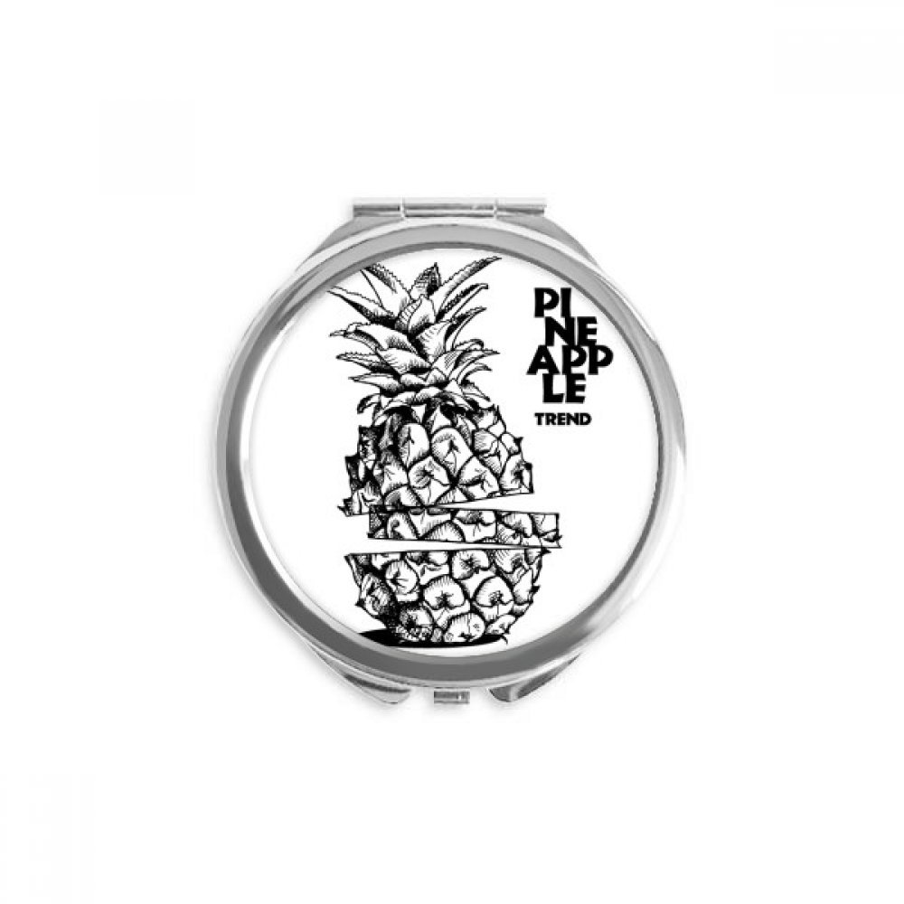 Miroir de poche ananas au dessin de ligne épuré pour sac à main féminin
