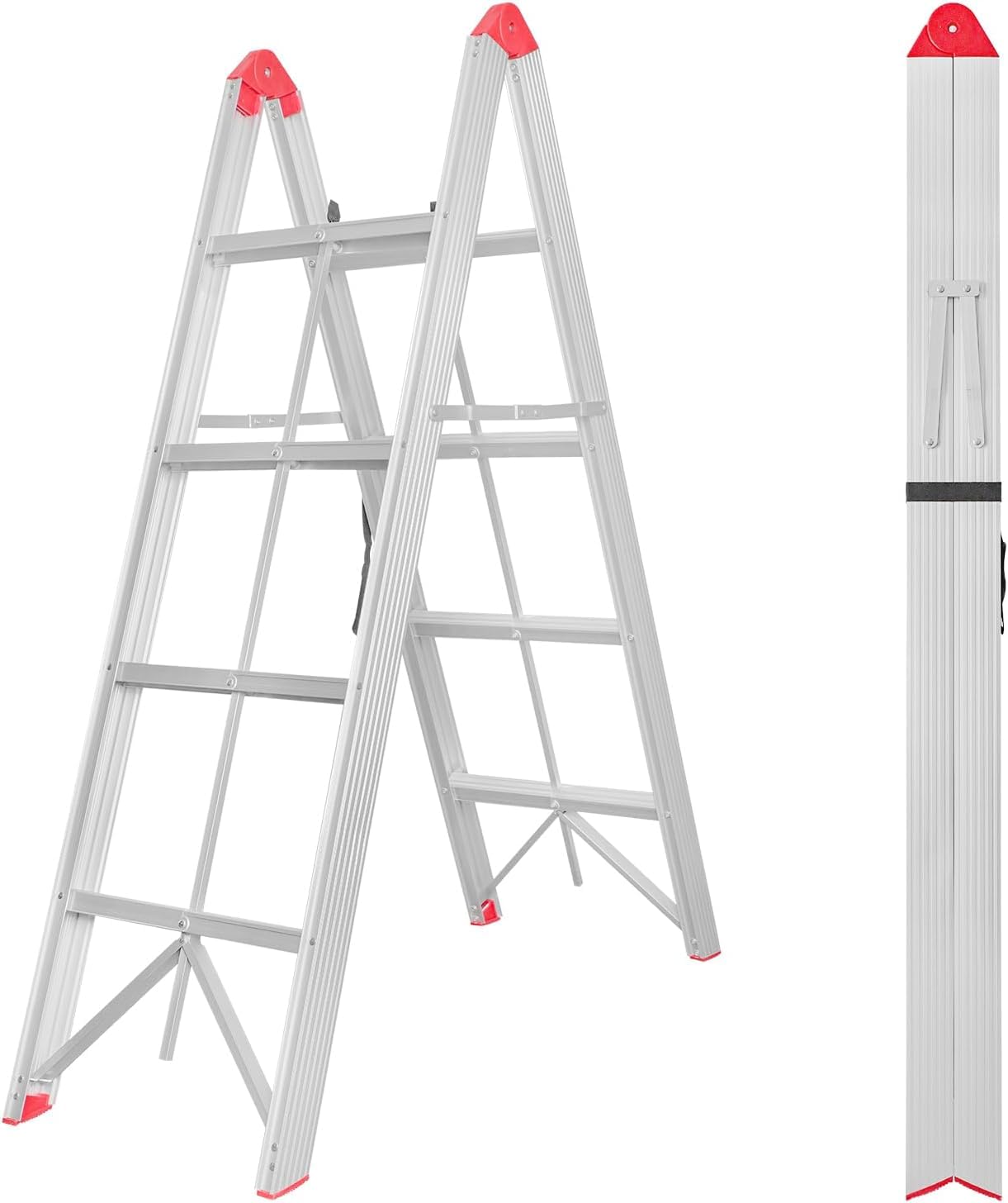 Folding Ladder with Anti-Slip Pedal, 330 lbs Capacity | 3/5/6 Step Collapsible Aluminum Step Ladder | Lightweight, Compact A-Frame Ladders for Home, Kitchen, Office & Outdoor Use (4 Step)-picture-10