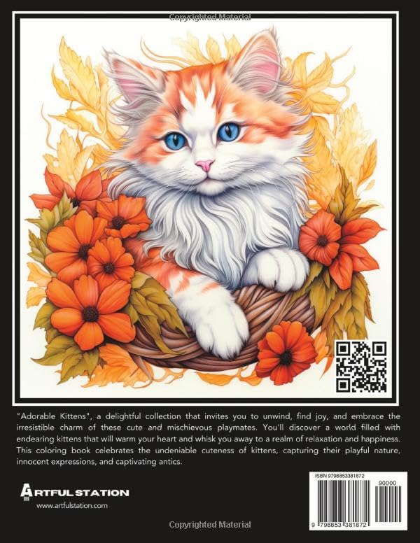 Miniatura 2 de Adorable Kittens Adult Coloring Book for Relaxation with Cute Kitties and Your Favorite Feline Companions