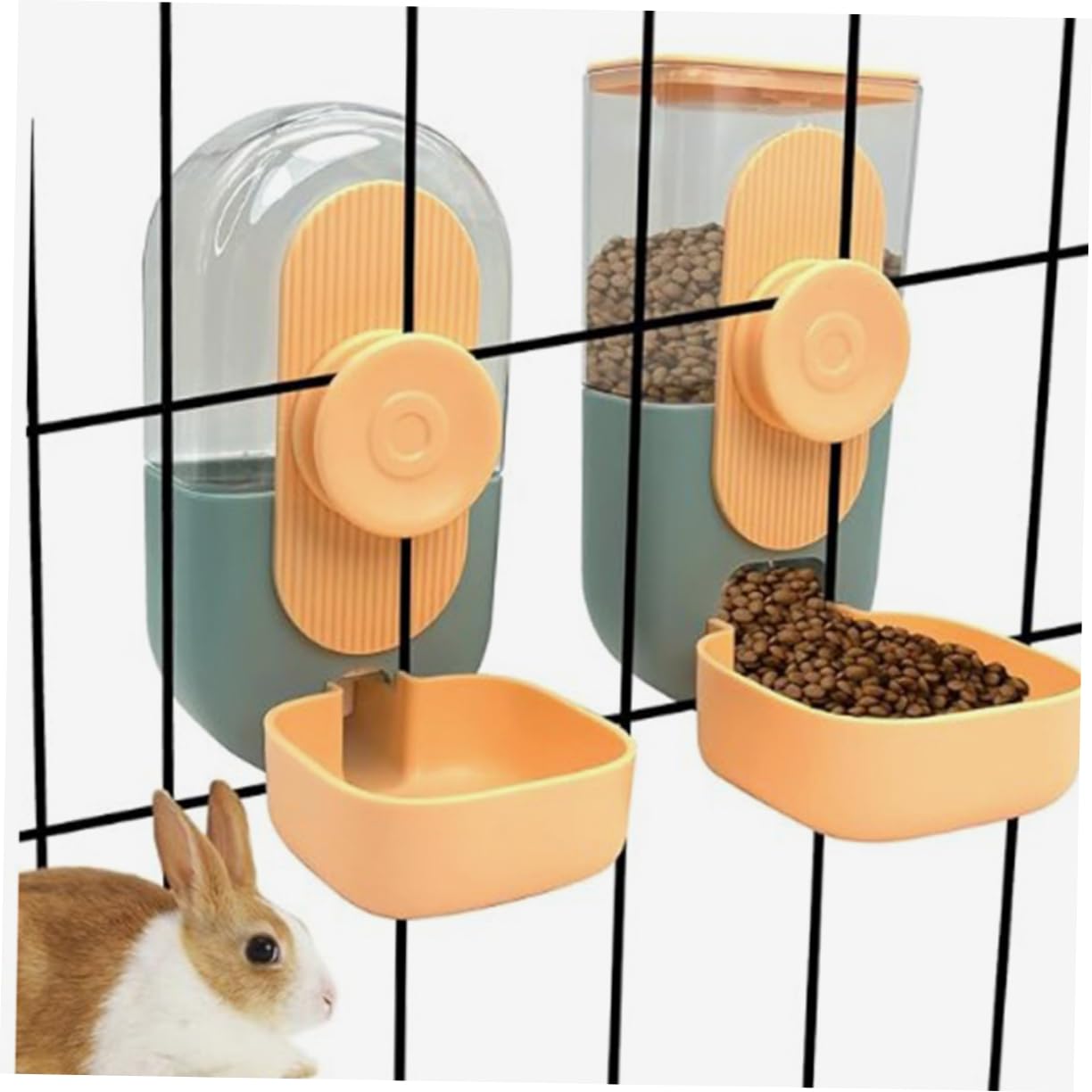Distributore Automatico di Cibo e Acqua Sospeso in Plastica 2 Pezzi | Cavia, Erogazione Automatica Quotidiana, Design Appeso Versatile, Uso per Pet Piccoli