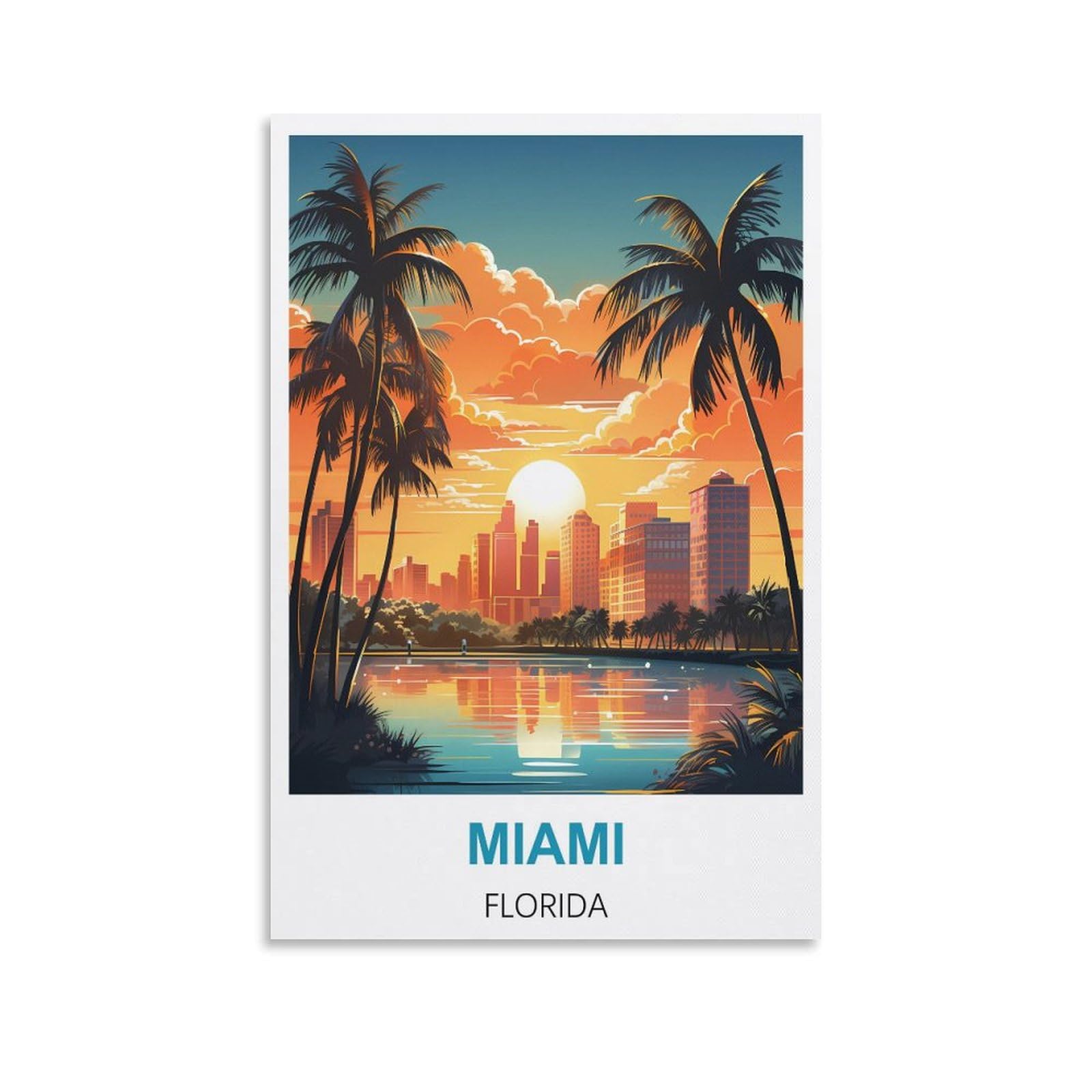 Tin Signs Retro,Miami Floridas,Wall Art Decorative Plaque Decor for Home Livingroom Bedroom Cafes Coffee Bars Decoration Gifts 15x30cm