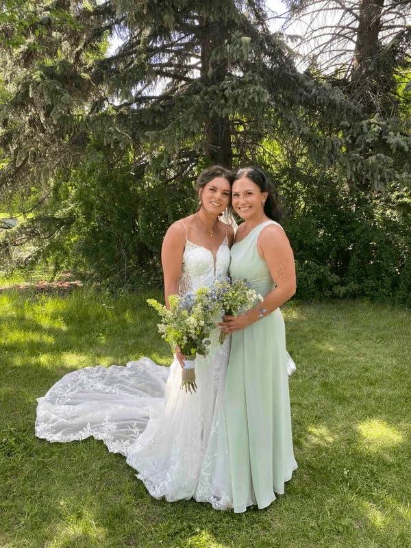 One Shoulder Bridesmaid Dresses for Women Long Ruched Chiffon A Line Formal Evening Dress with Slit KY0014