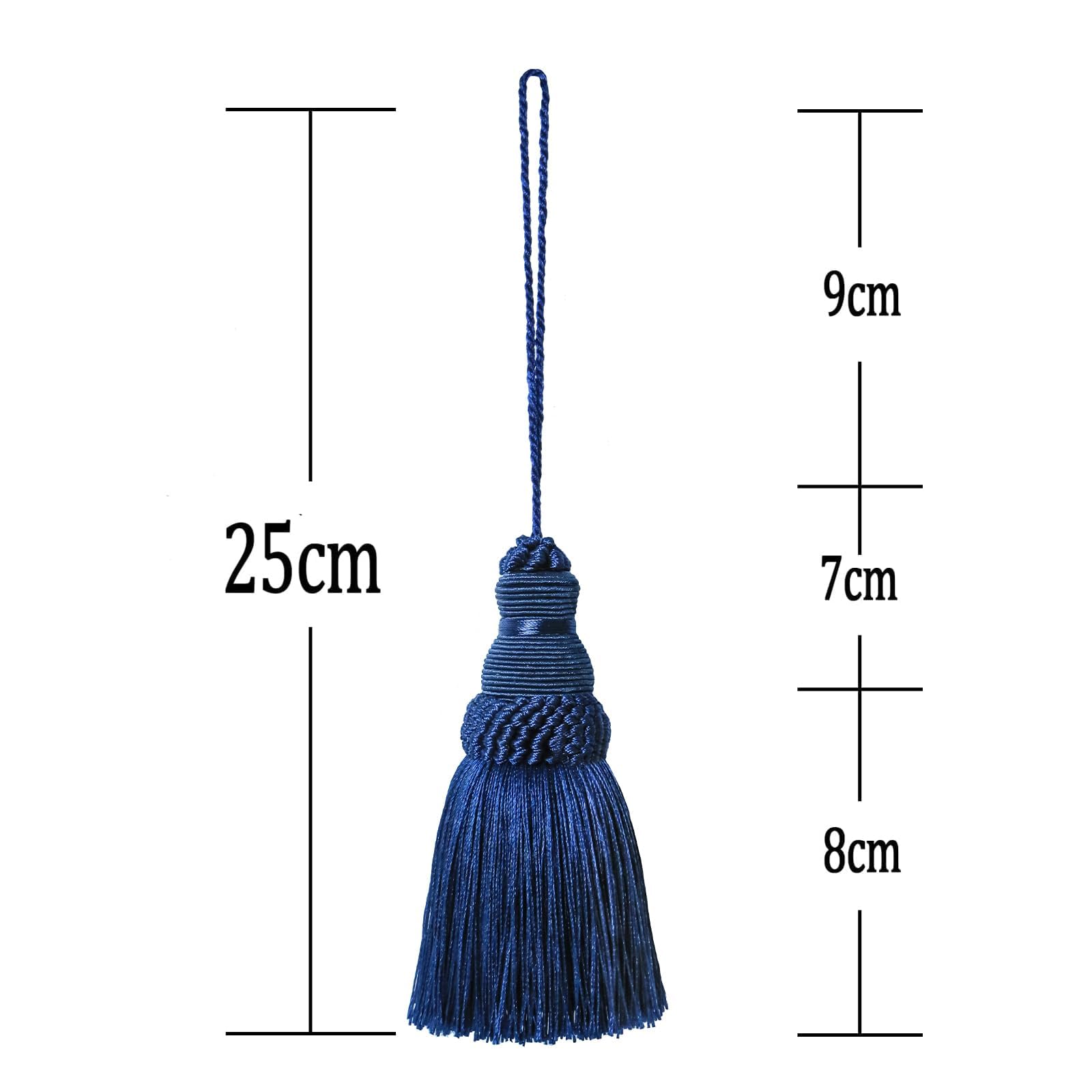 Elegante borla de poliéster para llaves, accesorios de bricolaje para luz de muebles y decoración del hogar, 4 paquetes (azul marino)