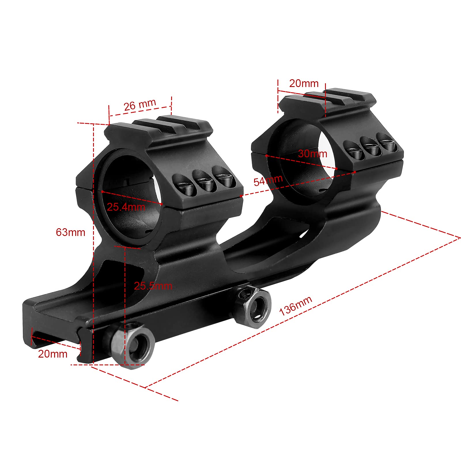 Monture Hauteur Haute Pour Lunette De Visée - Anneaux 30mm/25.4mm Pour Rail Picatinny 11mm