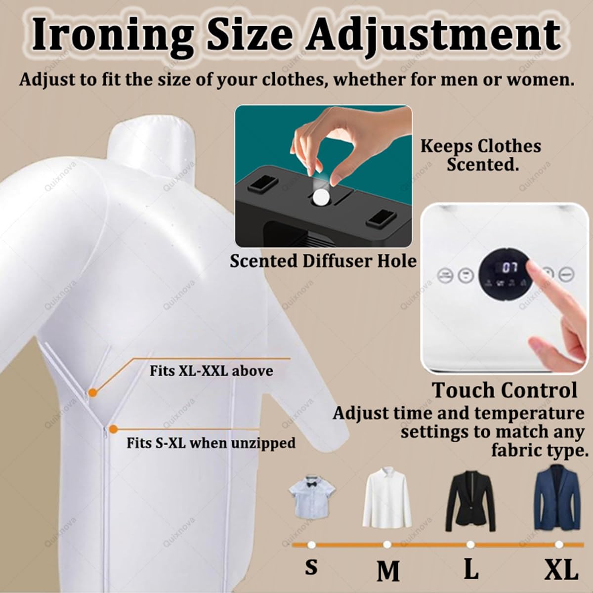 Kit stiratrice automatica, tipo touch 360°, stiratura e asciugatura per camicie, pantaloni, gonne e scarpe, design umanoide per una cura dei vestiti senza sforzo
