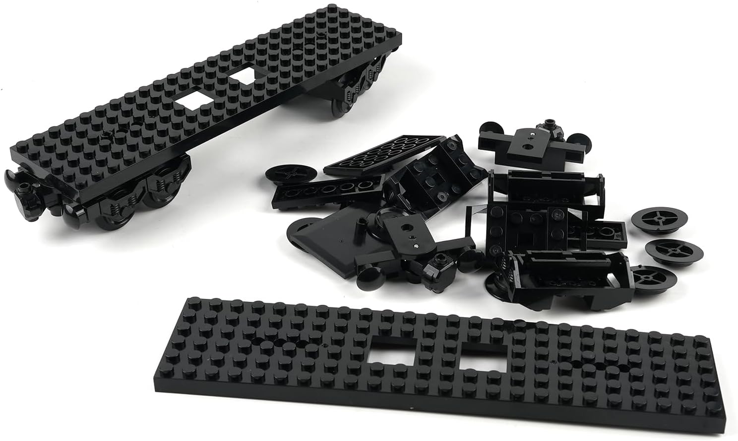 Building Blocks Train Track Kit 6x24 Dots Base Top Plate Wheels Magnet Buffer Connector for MOC Train Trailer Car Modification Pack of 2SET