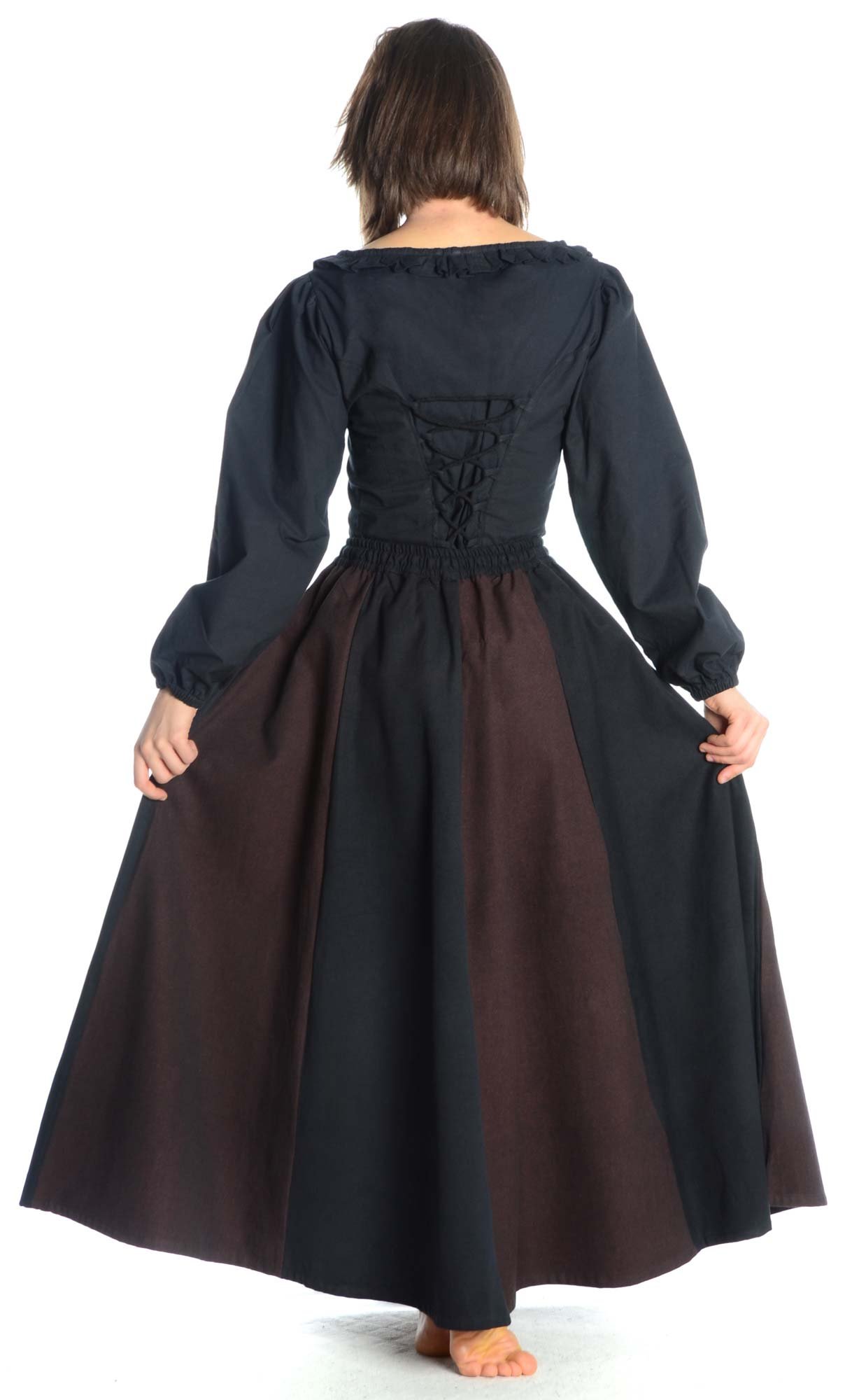 Jupe Médiévale Bicolore en Pur Coton - S-XXXL Noir-Vert, Noir-Rouge, Noir-Marron