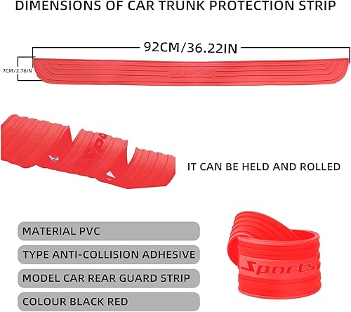 Miniatura 2 de Protector de parachoques trasero de automóvil, antiarañazos, de goma abrasiva, protector de umbral de puerta de maletero de 35.1 x 2.75 pulgadas,