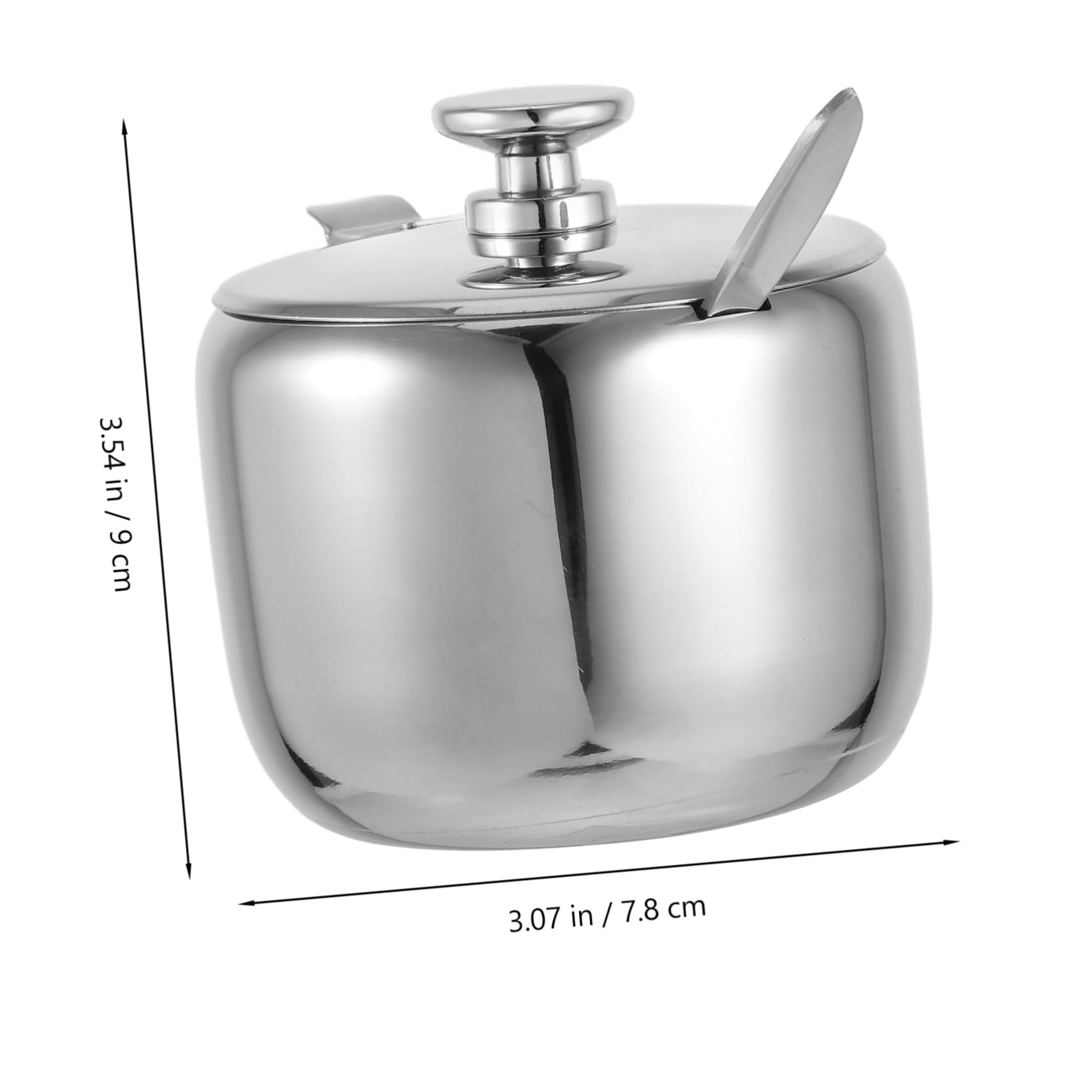 Cabilock Multi-use Stainless Steel Sugar Jar Seasoning Box Lid and Spoon 250ml Sleek Kitchen Storage