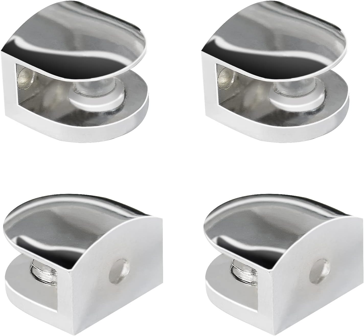 Litoexpe 4Pcs Adjustable Glass Clamp, Shower Glass Shelf Brackets Holder Heavy Duty Glass Clips, Mirror Glass Support for 6-8mm Glass, Acrylic Wood