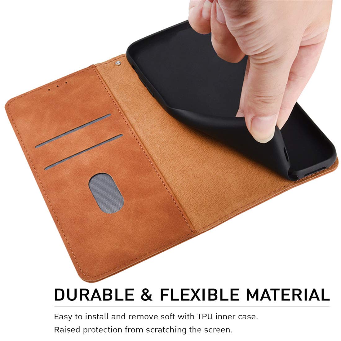 GOKEN Cover Motorola Moto E32S - Custodia Folio In Pelle PU Con Portafoglio, 2 Slot Carte + Portamonete, Chiusura Magnetica E Supporto - Nero - 2