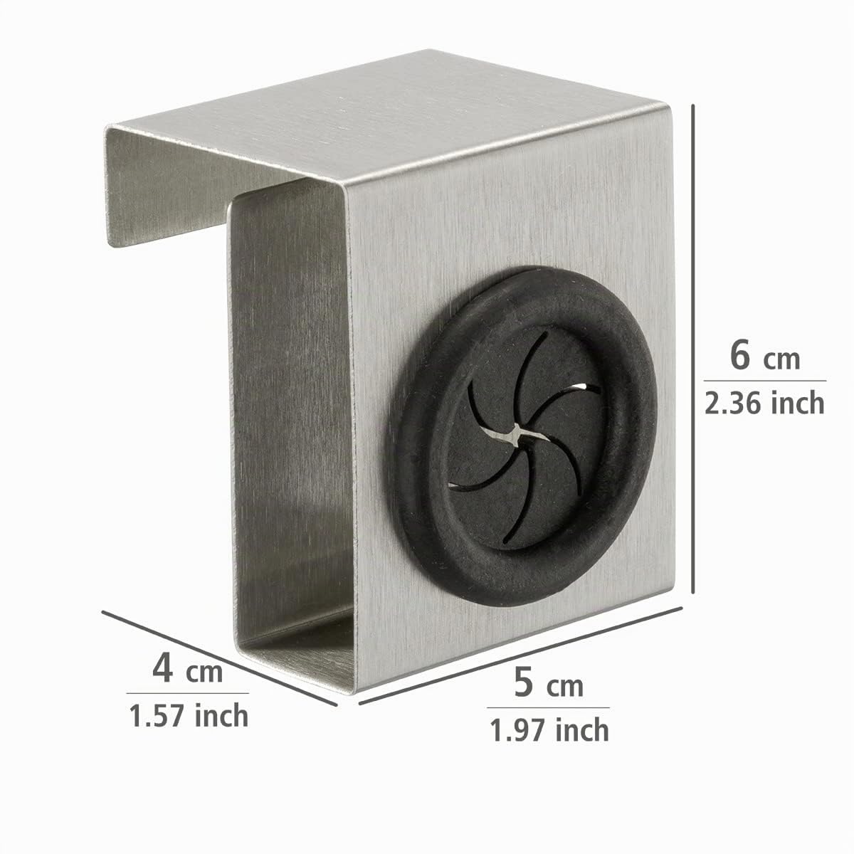 WENKO Gancio sopraanta Push inox satinato, Acciaio inossidabile, 5 x 6 x 4 cm