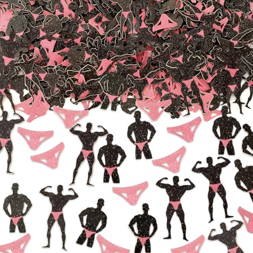 Image of Whaline 300 Pcs Bachelorette Party Table Confetti Funny Male Confetti Black Pink Table Centerpiece For Bridal Shower Party Decoration