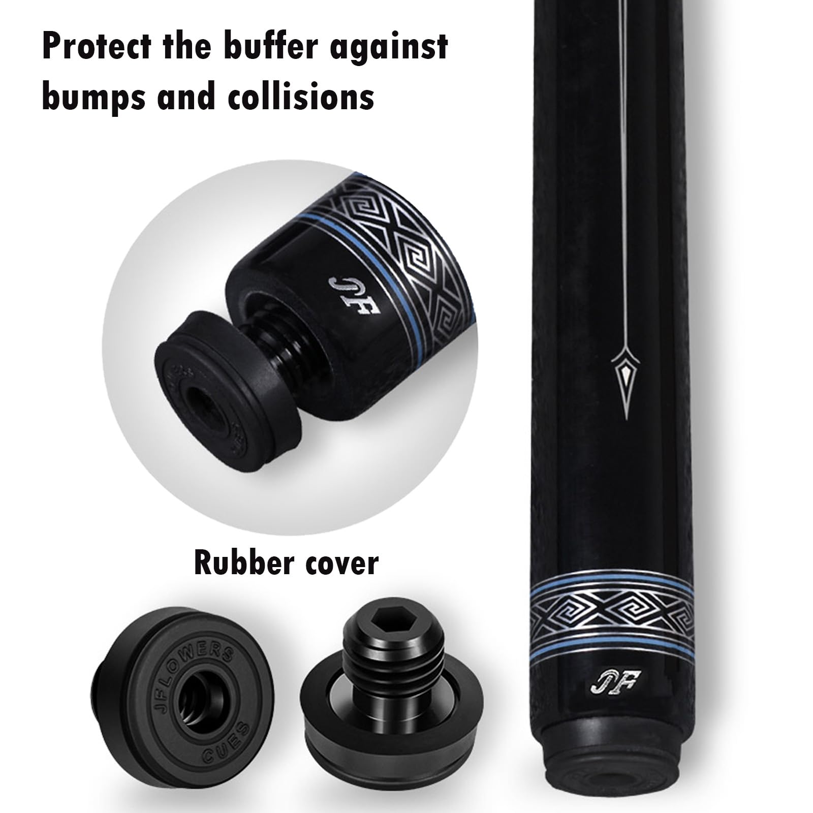 Jflowers 10-23F Carbon Fiber Pool Cue Stick, 58
