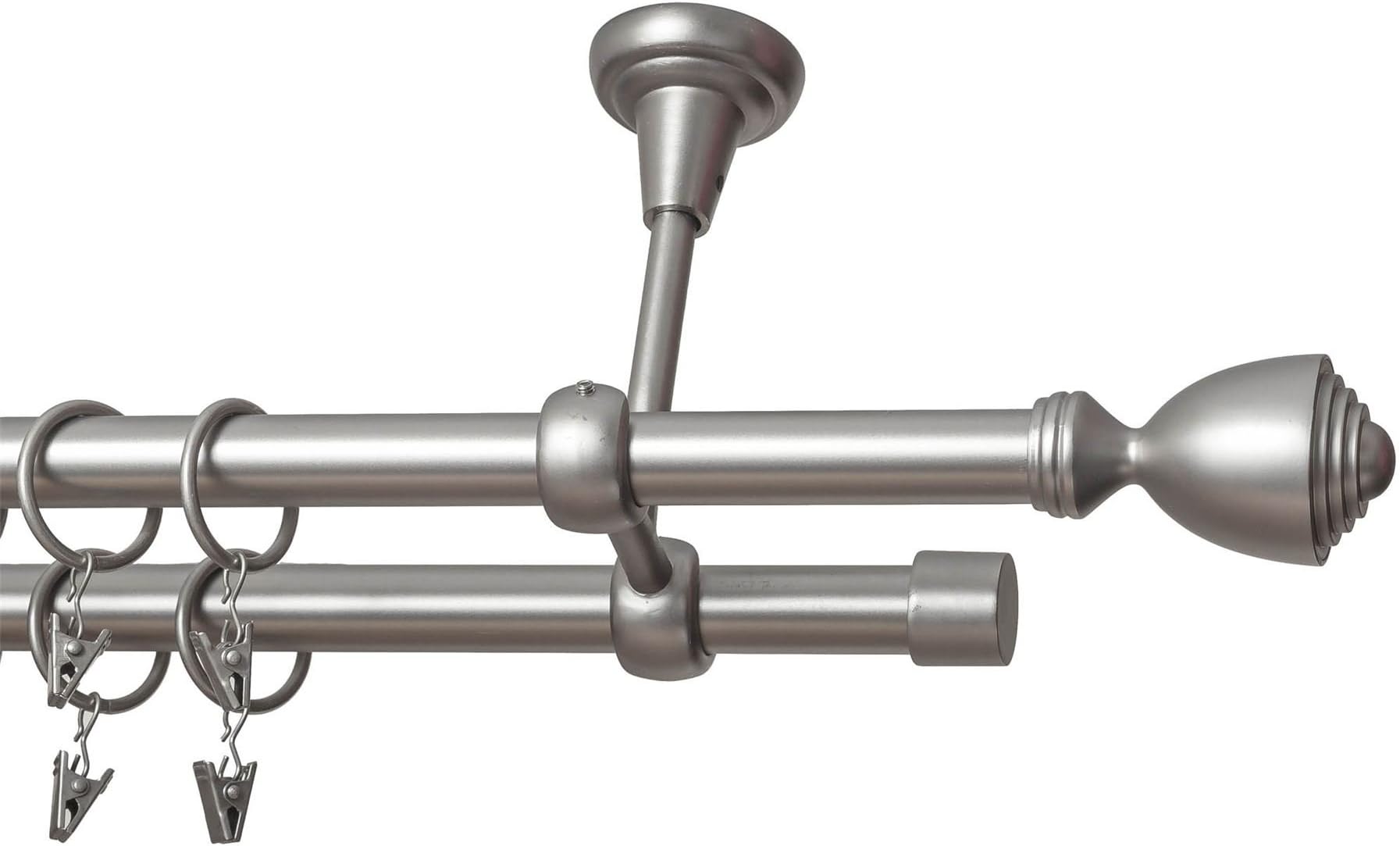 IANPAV Metal Double Curtain Rod/Pole 19/19 mm, Chrome, Avanti, Ceiling, 360