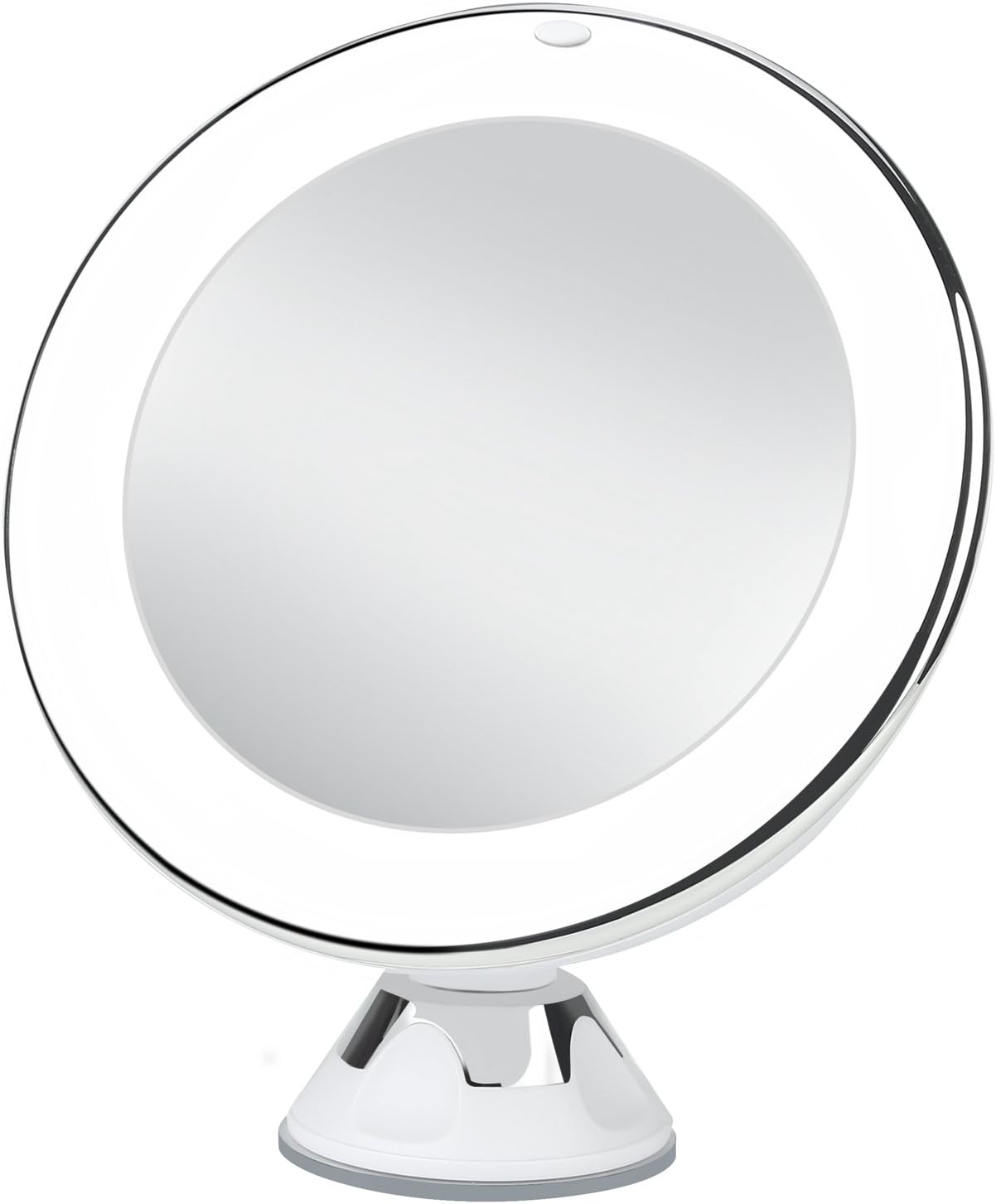 7x Magnifying Lighted Makeup Mirror With Bag, Natural LED Light Bathroom Vanity Mirror, Cordless Travel Mirror, Chrome