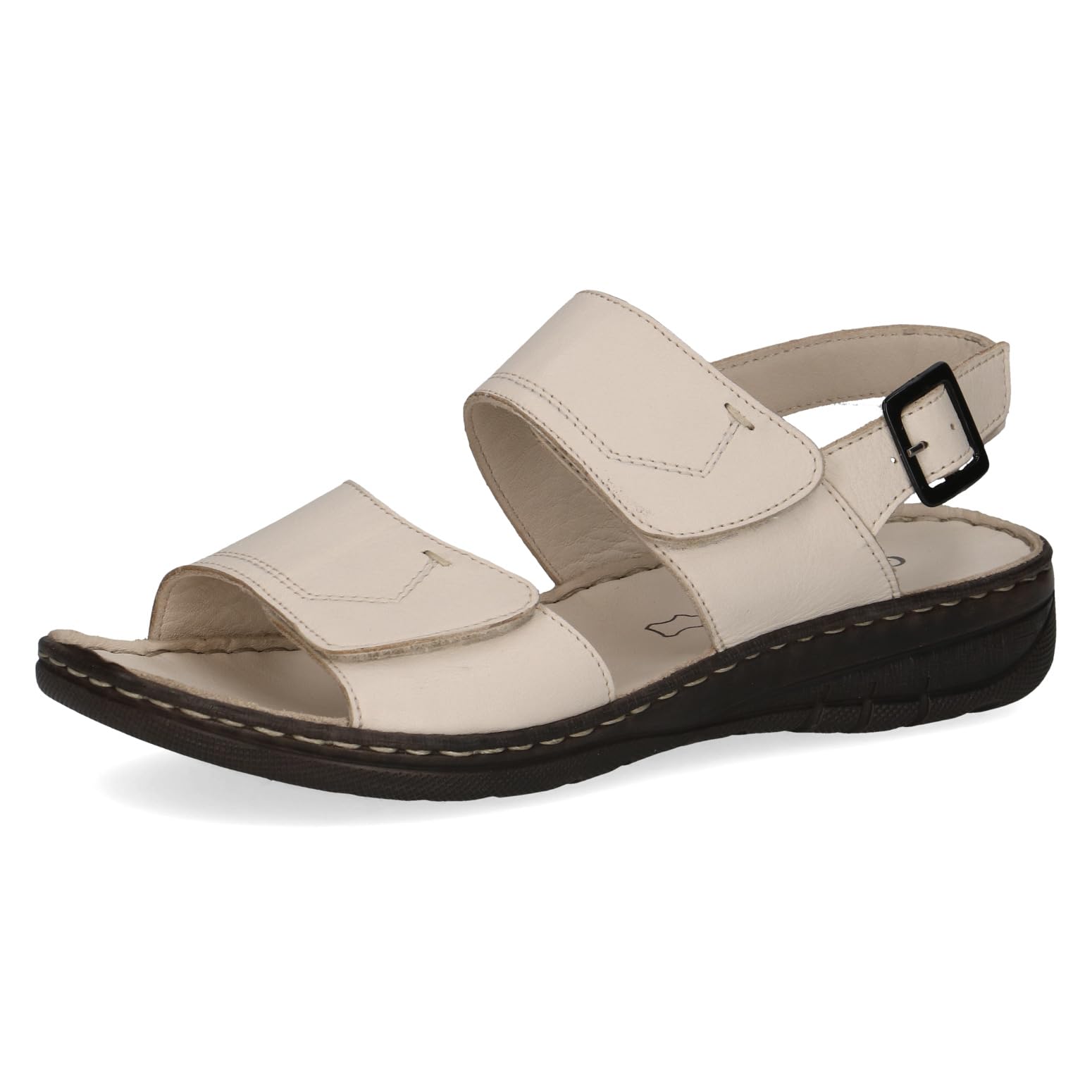 CAPRICE Women's Heeled Leather Sandals Comfortable, Beige (Beige Nappa), 6 UK
