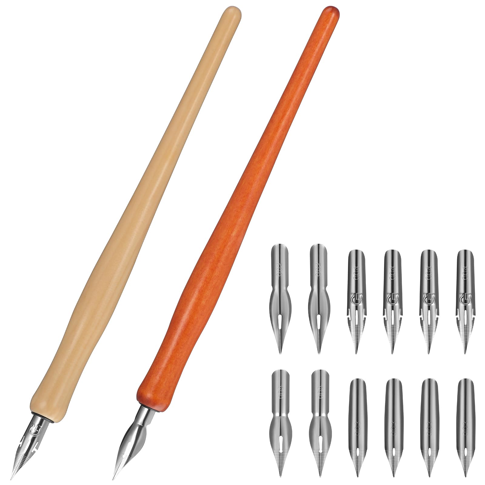 1 Set Fountain Pen, Lightweight, Solid Wood Dip Pen, 12 Refills for Painting, Calligraphy, WD366-0.5mm : Office Products