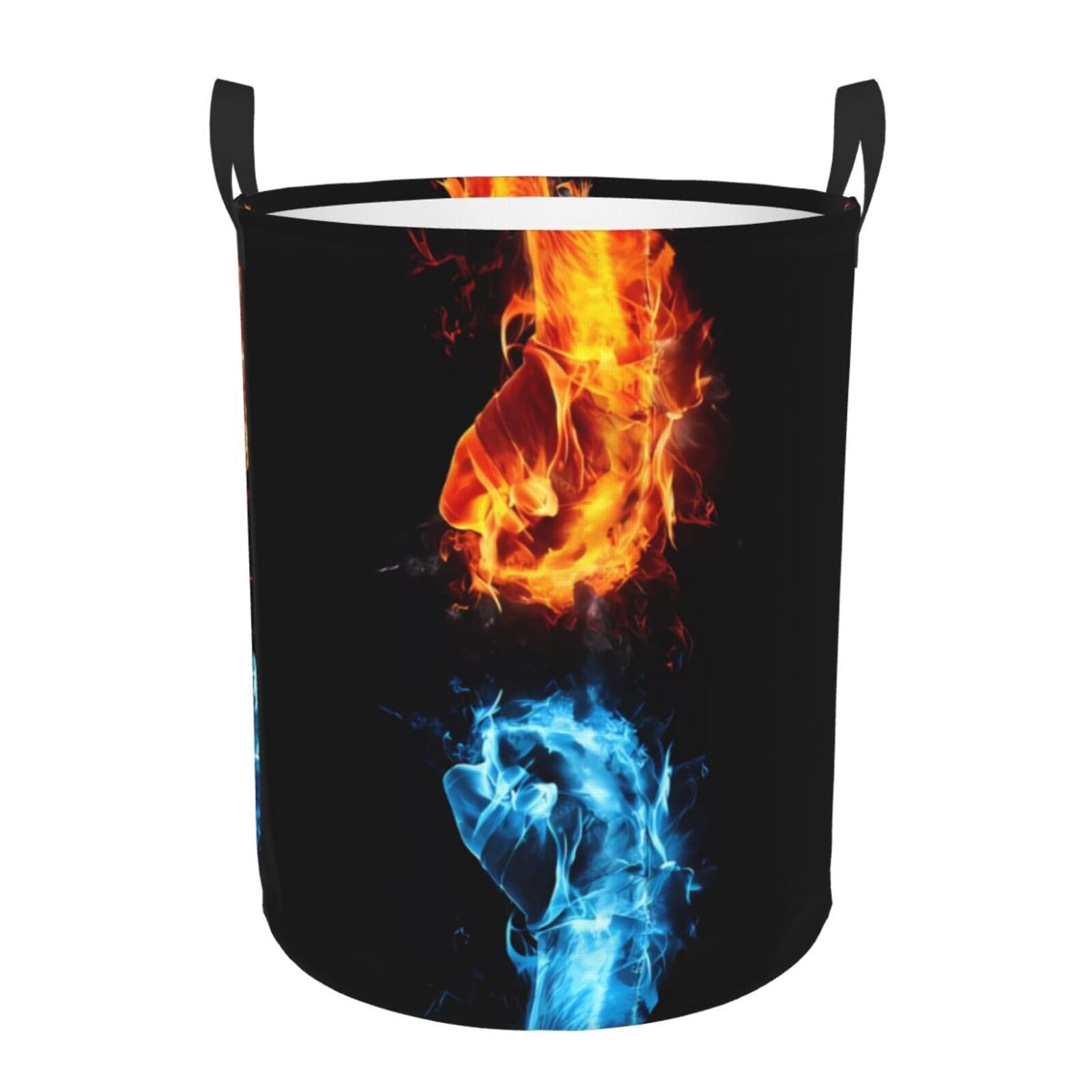 S Circular Hamper Ice and Fire Boxing Print for Dirty Clothes