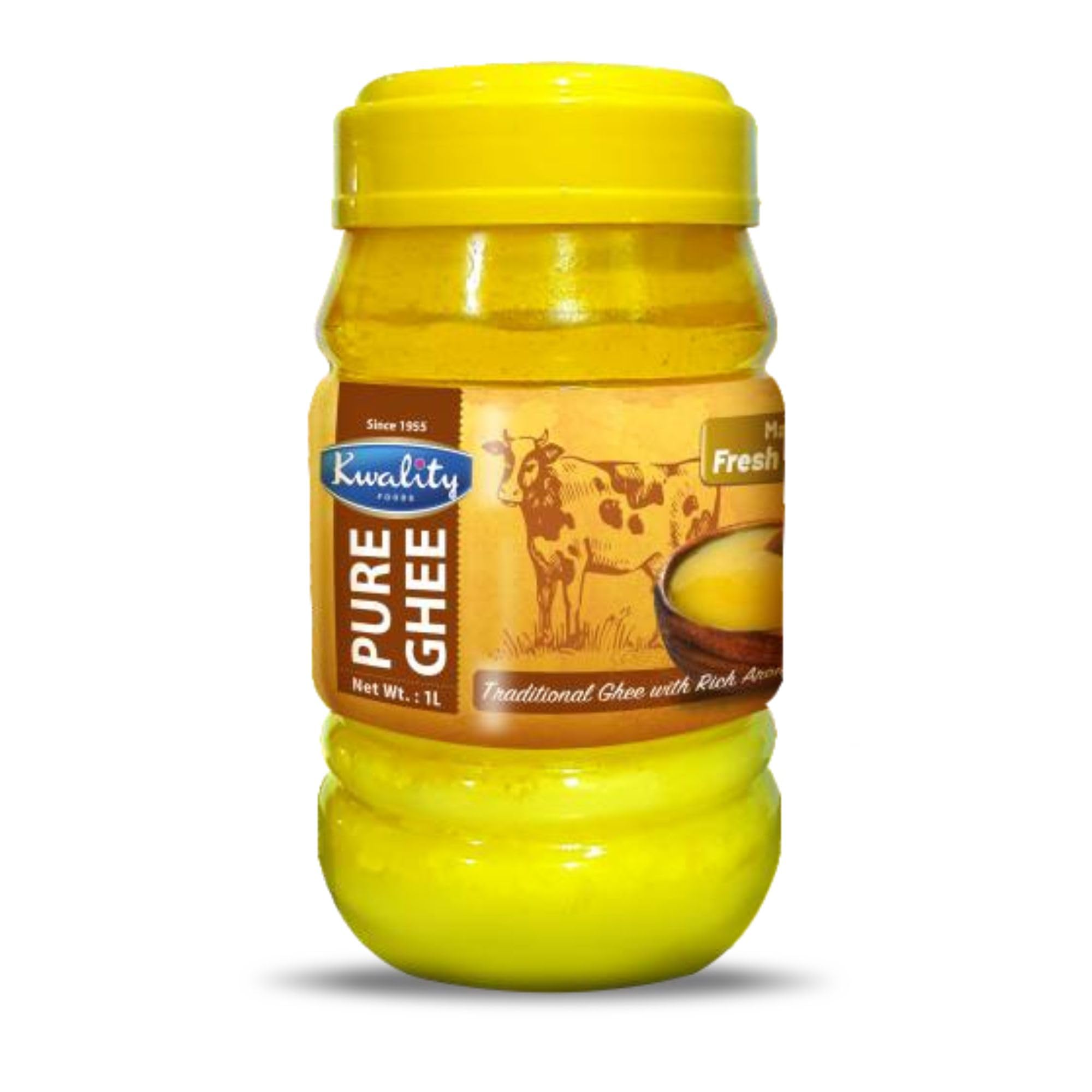 Kwality Pure Ghee 1L - 1kg Made with Fresh Cow's Milk - 100% Natural Premium Quality Ghee (1000-ML (1 KG))