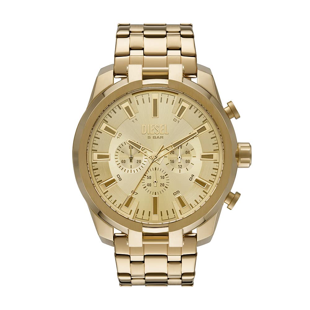 Diesel Reloj Split para Hombre, Movimiento cronógrafo de Cuarzo con Correa de Silicona, Acero Inoxidable o Piel
