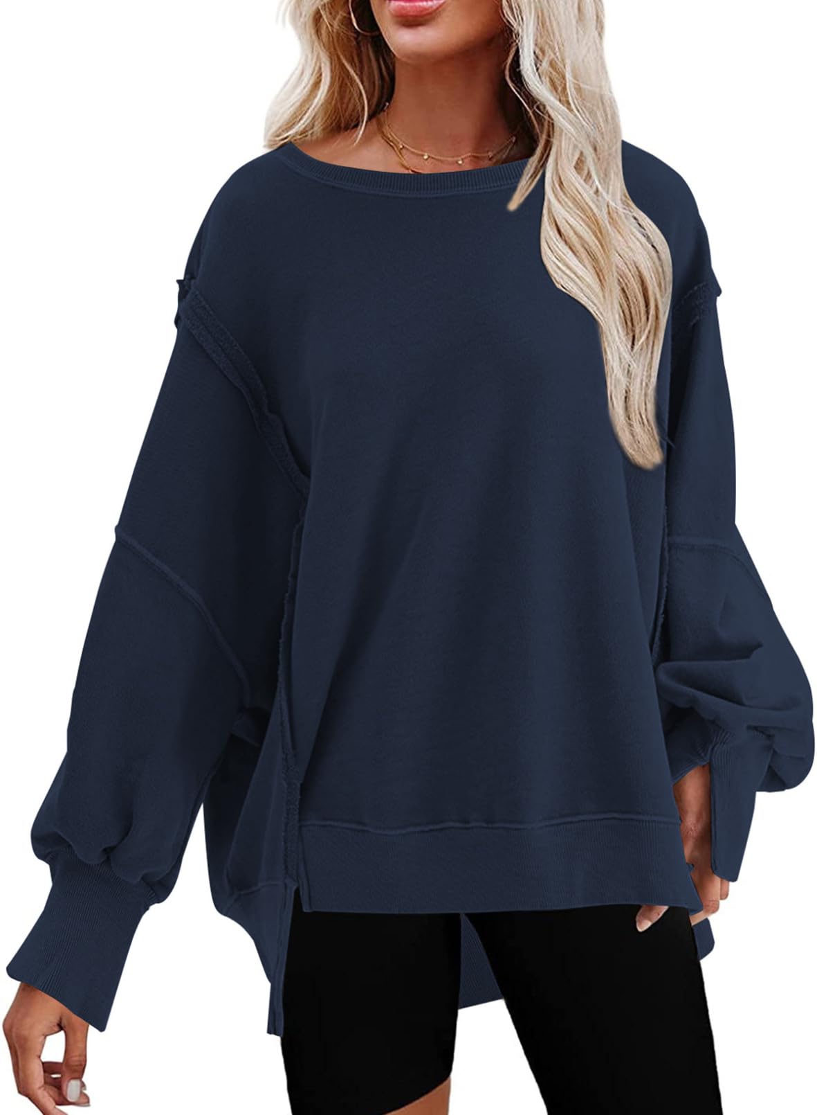 SHEWINWomens Oversized Sweatshirts Hoodies Casual Crewneck Long Sleeve Pullover 2024 Fall Fashion Outfits Clothes