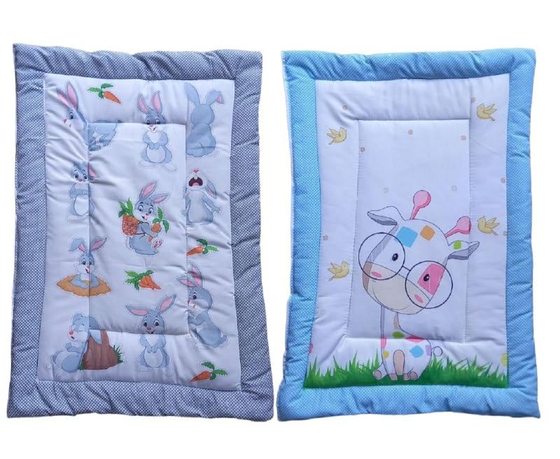 Tiny Tycoon New Born Baby Godadi Pack of 2 Combo Set Soft Cotton Baby godi | Godari | Baby Bed Mattress | Crib Sheet | Cartoon Mat Baby Godadi | Bedding Set | Multicolor (Multi-54)