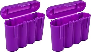 Two (2) EBC Battery AA AAA Purple Plastic Battery Storage Case Holder Box USA Ship
