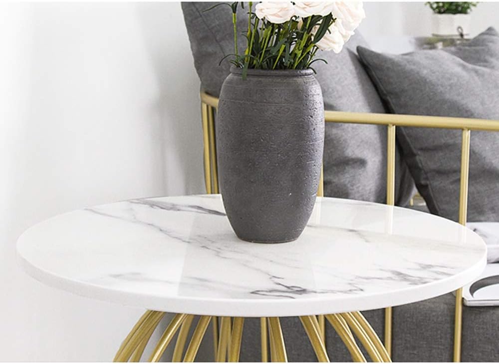 Side Table/End Table,Side Tables Coffee Table Marble Table + Metal Frame Modern Living Room Sofa Bedroom Bed2 Sizes Multi-Function