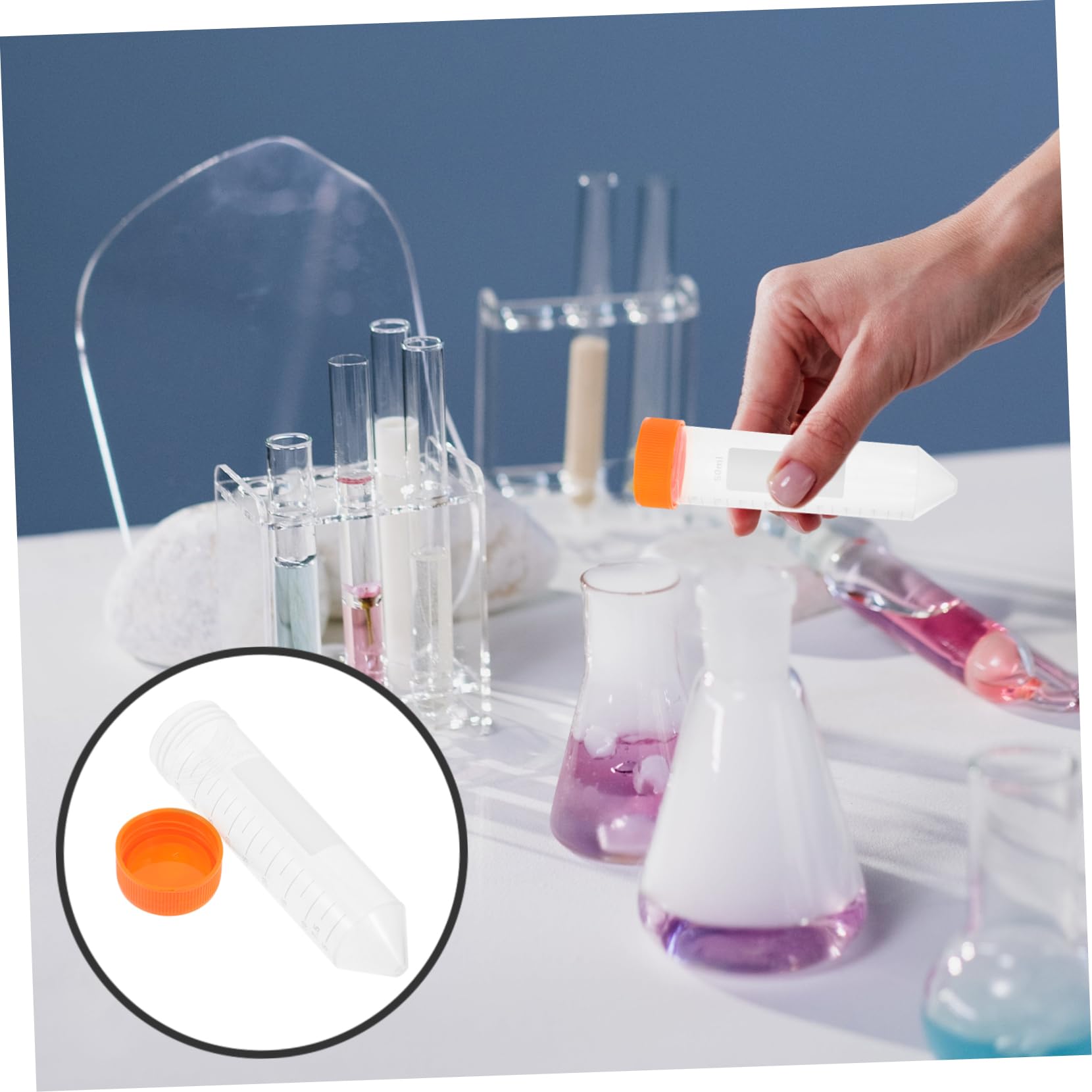 OUNONA 4 Set Di Provette in Plastica Per Conservazione Fiale Da 50 Ml A Vite A Prova Di Perdite Per Esperimenti Di Laboratorio 25 Pezzi*4