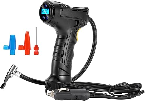 Compresor de aire portátil de 150 PSI para neumáticos de automóvil, inflador digital de neumáticos con linterna LED, bomba automática de 12 V para