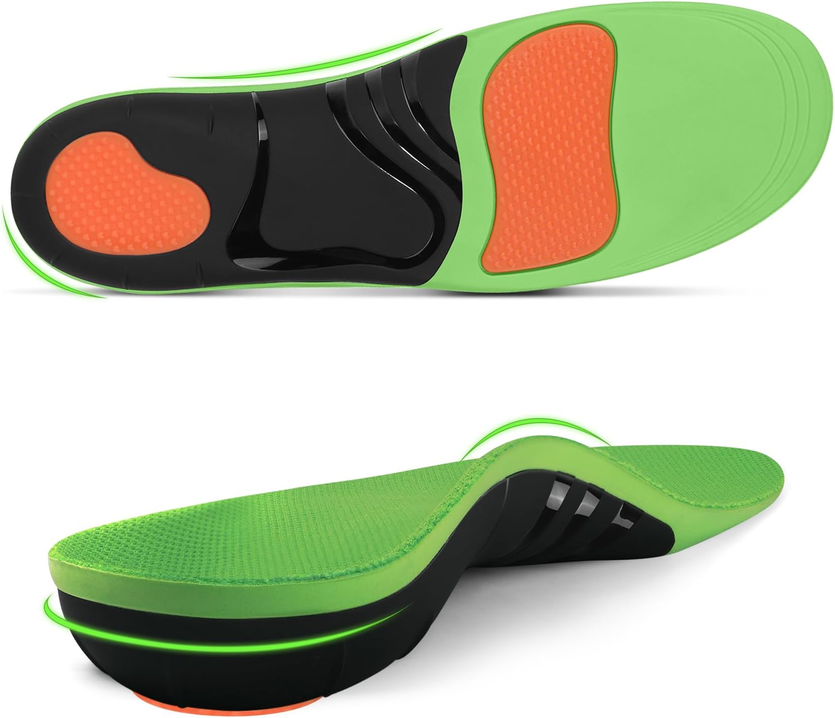 Plantar Fasciitis Insoles, 220+ lbs High Arch Support Inserts for Men Women, Heavy Duty Flat Feet Pain Relief Orthotic Running Athletic Work Boot Insoles for Standing All Day-L
