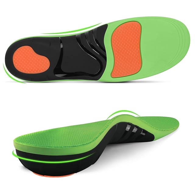 Plantar Fasciitis Insoles 220 lbs High Arch Support Inserts for Men Women Heavy Duty Flat Feet Pain Relief