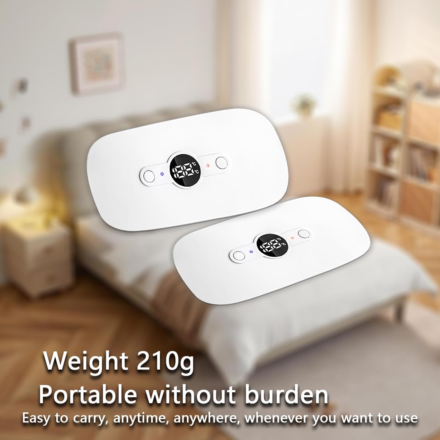 Portable Menstrual Heating Pad, Cordless Design with 5000mAh Battery, 6 Heat Levels and 6 Massage Modes for Cramps Relief - Gift for Women and Girls (White)
