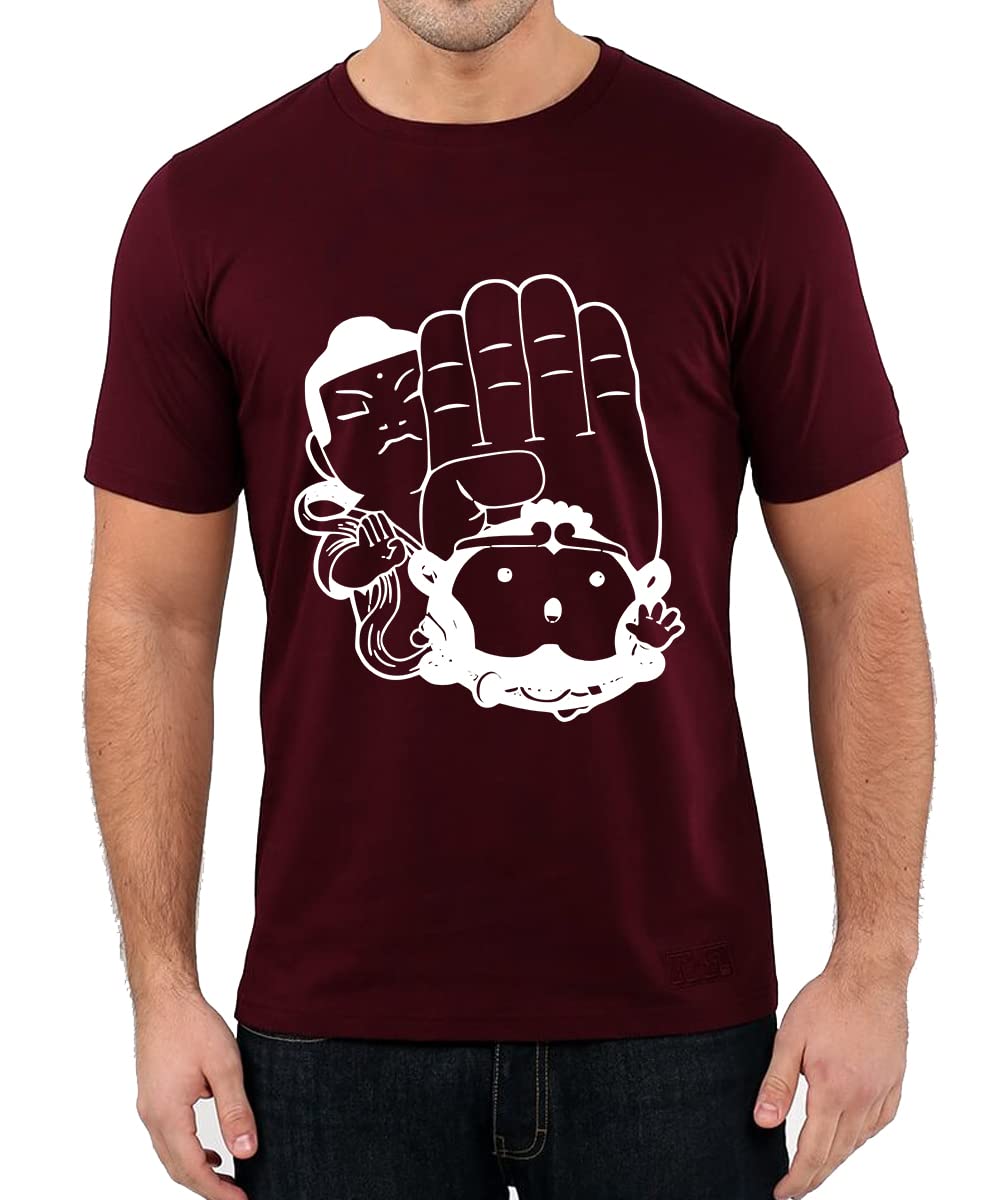 Caseria Men's Round Neck Cotton Half Sleeved T-Shirt with Printed Graphics - Sun Wukong