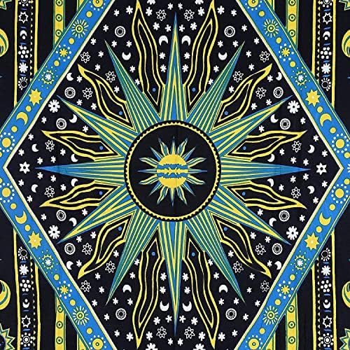 TANVIKA Aesthetic Room Decor Bedroom Wall Decor Trippy Tapestry Indie Aesthetic Sun Moon Wall Decor Hippie tie dye Tablecloth Psychedelic Bedspread, 100% Cotton