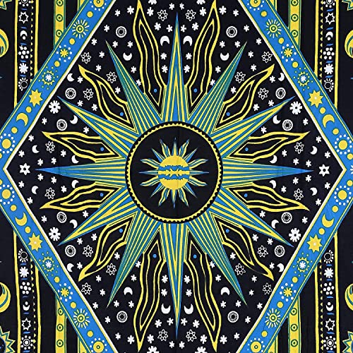Tanvika Aesthetic Room Decor Bedroom Wall Decor Trippy Tapestry Indie Aesthetic Sun Moon Wall Decor Hippie Tie Dye Tablecloth Psychedelic Bedspread, 100% Cotton #TOP1