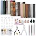 Caydo 3 Style 18 Pieces Faux Leather Sheets with Instructions, Earring Cut Molds and Earrings Making Tools Kit for Making Leather Earrings Bows and Crafts(6.3 X 8.3 inch)
