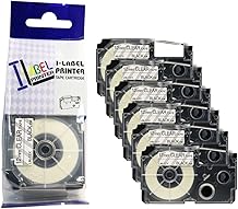 Rubans LM Remplacement de ruban d'&eacute;tiquette compatible Premium pour Casio XR12X 1/2 en noir sur ruban d'&eacute;tiquetage transparent &agrave; utiliser dans Caio XR-12X 12 mm, 6/paquet