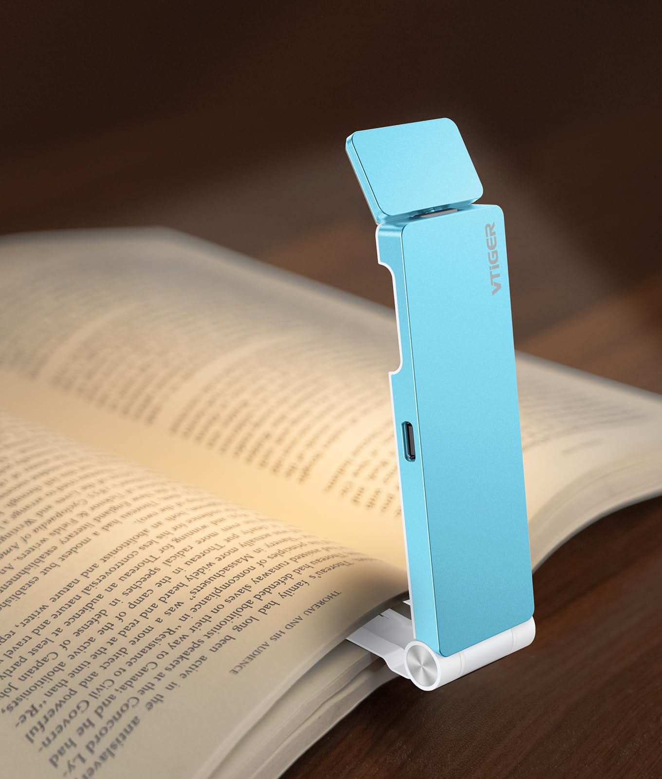 VTIGER Reading Light, USB Rechargeable Book Light for Reading in Bed,Foldable Clip-on LED Booklight, 3 Amber Colors & 4 Brightness Dimmable,Long Lasting Portable Bookmark Lamp for Book Lovers, Kids